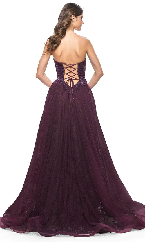 La Femme 31954 Appliqued Strapless A-Line Prom Dress