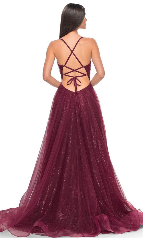 La Femme 31986 Sequined Sleeveless V-Neck Prom Dress