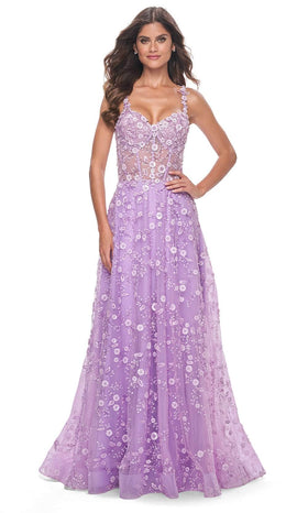 La Femme 31996 Floral Festooned Prom Dress