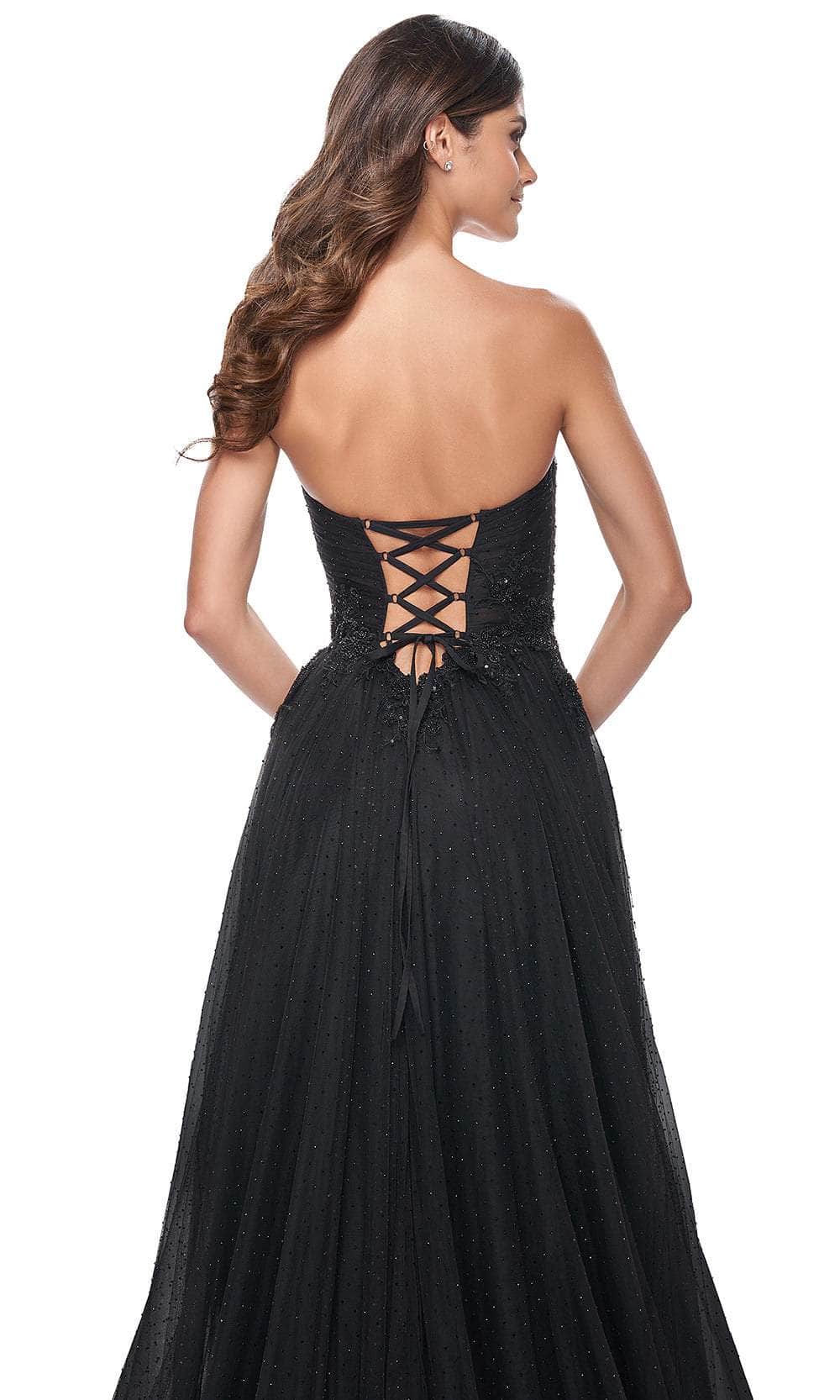 La Femme 32005 Ruched Illusion Strapless Prom Gown