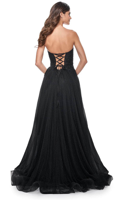 La Femme 32005 Ruched Illusion Strapless Prom Gown