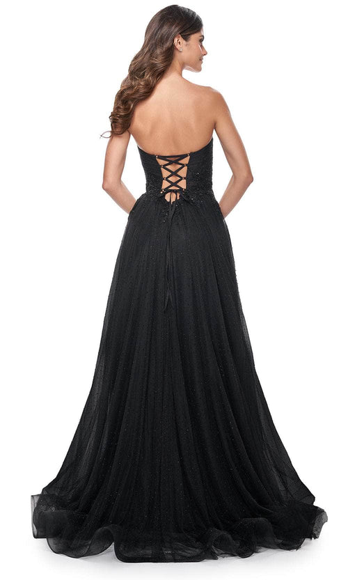 La Femme 32005 Ruched Illusion Strapless Prom Gown