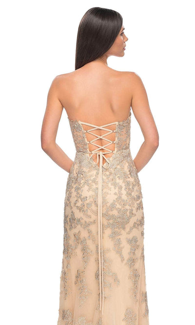 La Femme 32013 Strapless Embroidered Lace Prom Dress