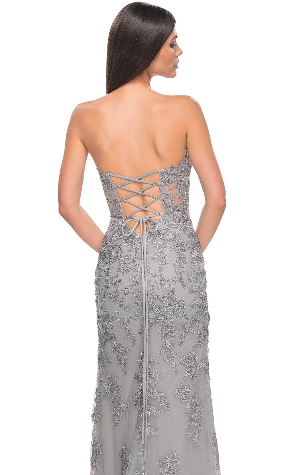 La Femme 32013 Strapless Embroidered Lace Prom Dress