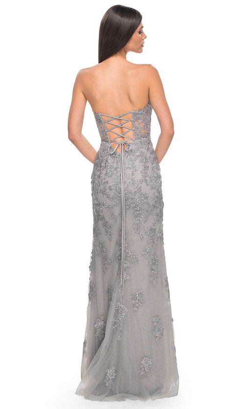 La Femme 32013 Strapless Embroidered Lace Prom Dress