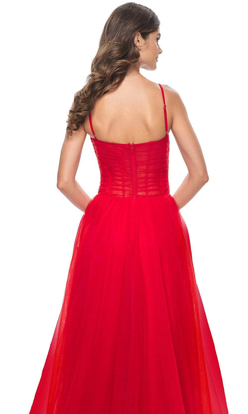 La Femme 32017 Ruched Illusion Prom Dress
