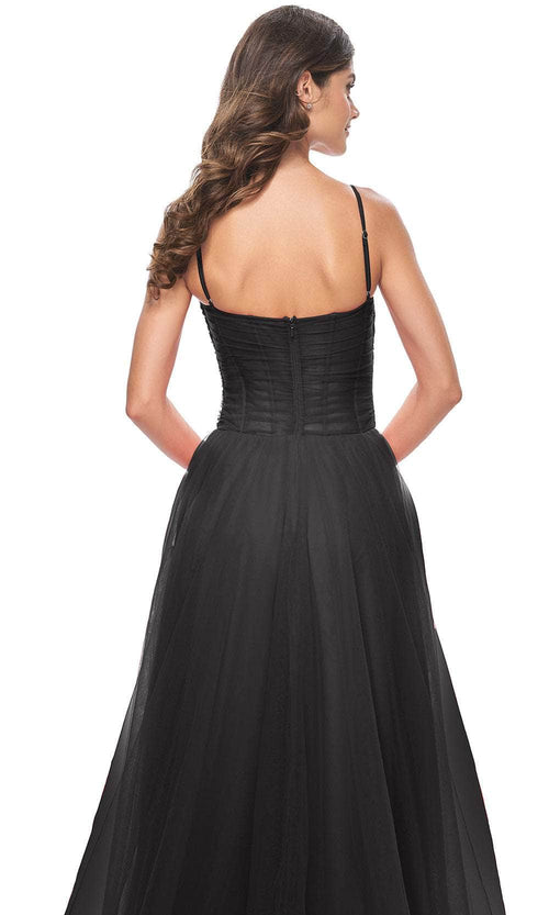 La Femme 32017 Ruched Illusion Prom Dress