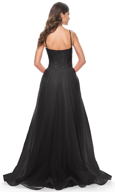 La Femme 32017 Ruched Illusion Prom Dress