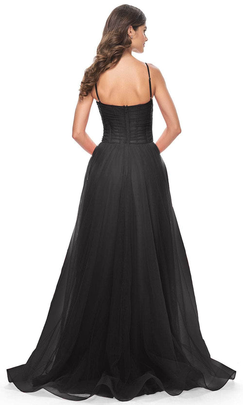 La Femme 32017 Ruched Illusion Prom Dress