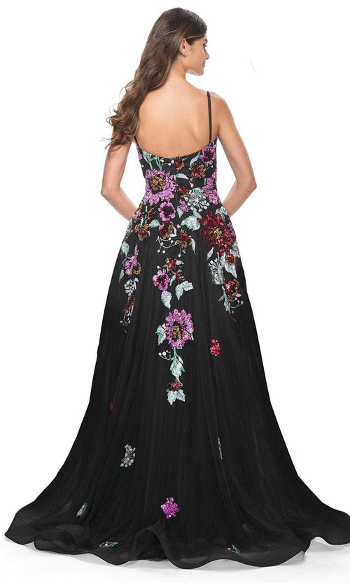 La Femme 32019 Floral Sequin Embellished A-Line Prom Gown