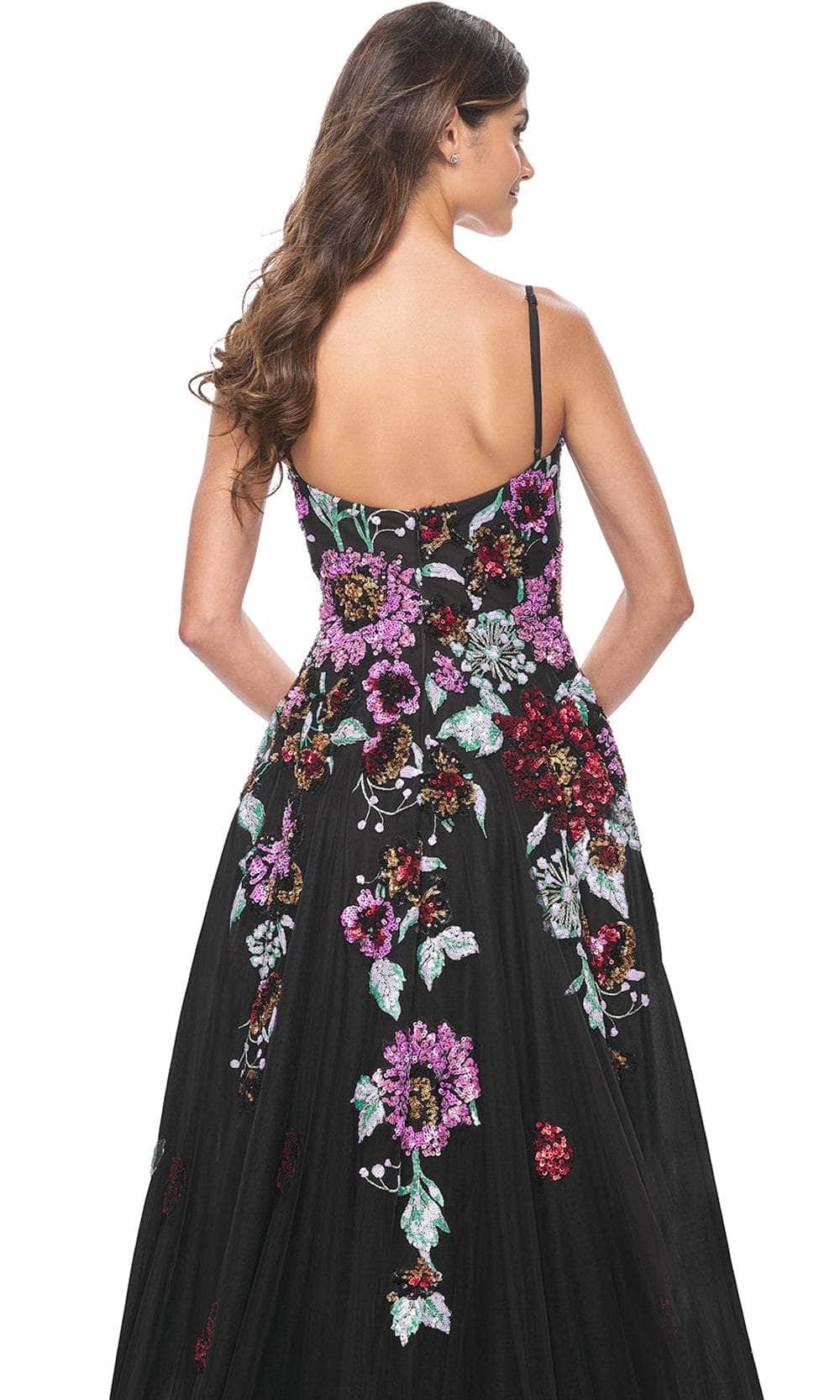La Femme 32019 Floral Sequin Embellished A-Line Prom Gown