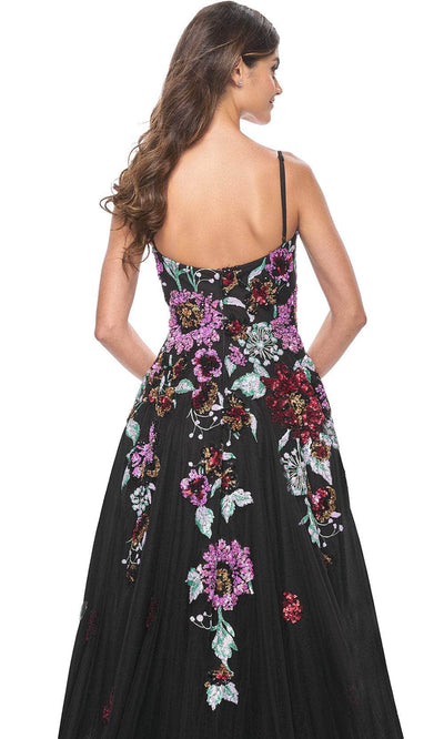 La Femme 32019 Floral Sequin Embellished A-Line Prom Gown