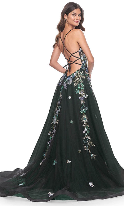 La Femme 32023 A-Line Floral Appliqued Prom Gown