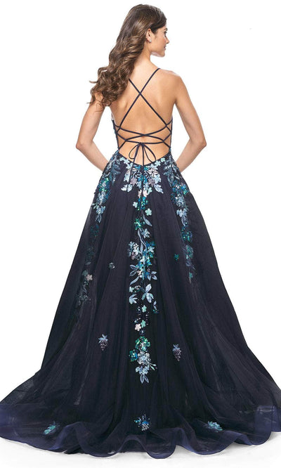 La Femme 32023 A-Line Floral Appliqued Prom Gown