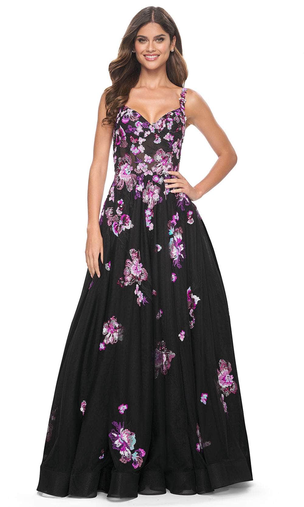 La Femme 32030 Sequin Floral Embroidered A-Line Prom Gown