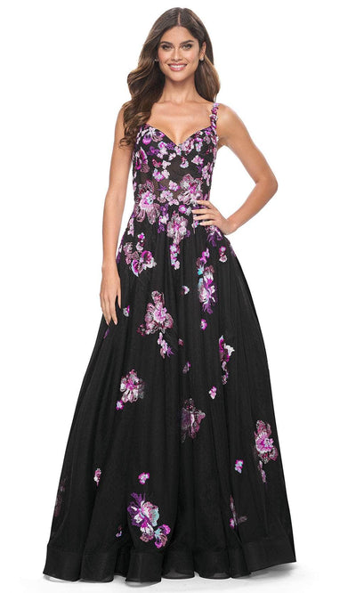 La Femme 32030 Sequin Floral Embroidered A-Line Prom Gown