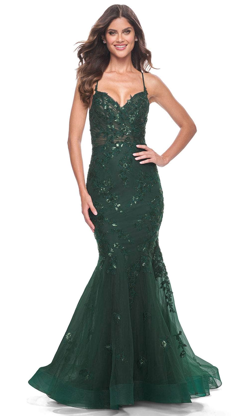 La Femme 32033 Beaded Appliqued Mermaid Prom Dress
