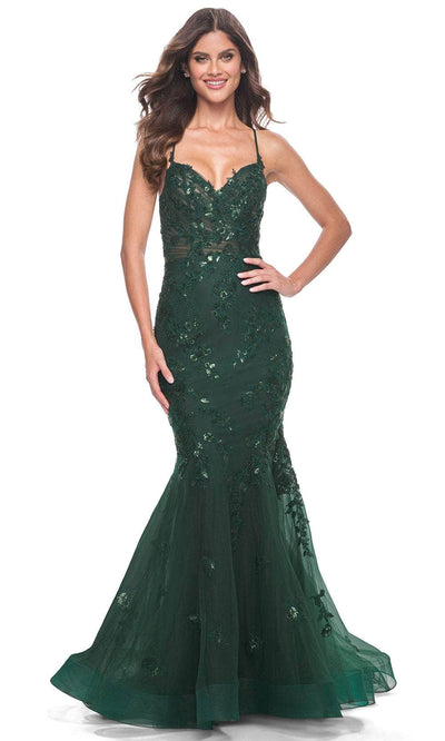 La Femme 32033 Beaded Appliqued Mermaid Prom Dress