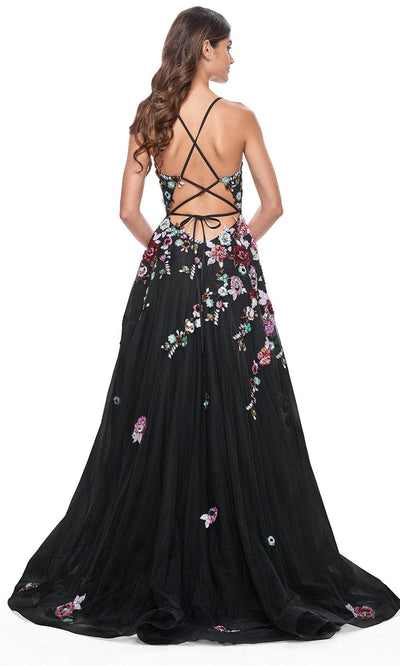 La Femme 32051 Floral Sequin V-Neck Prom Gown