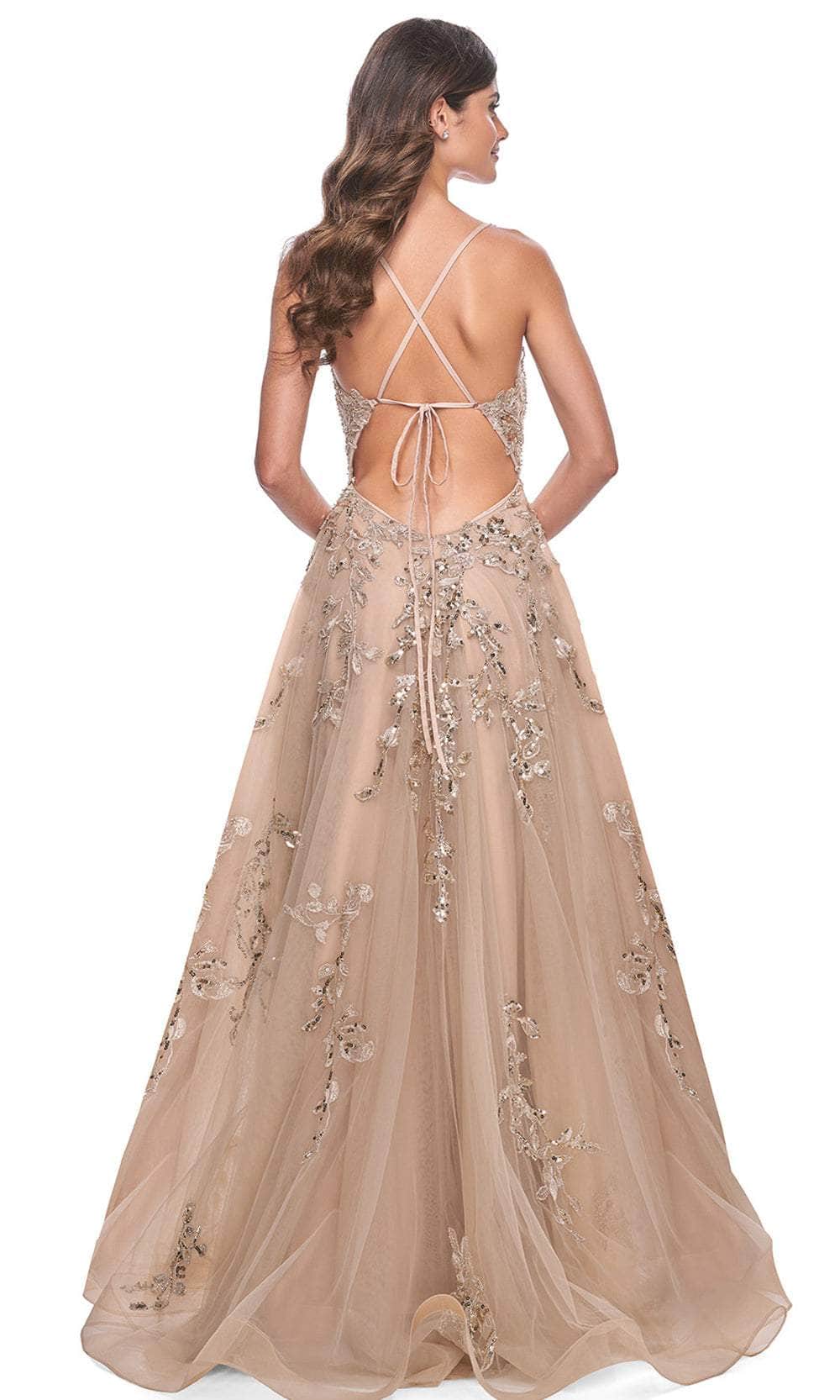 La Femme 32052 Sleeveless Sequin Lace Prom Gown