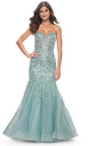 La Femme 32053 Sweetheart Tie Open Back Prom Dress