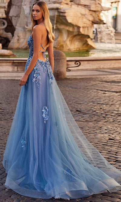 La Femme 32057 Open Back Applique Embellished Prom Gown