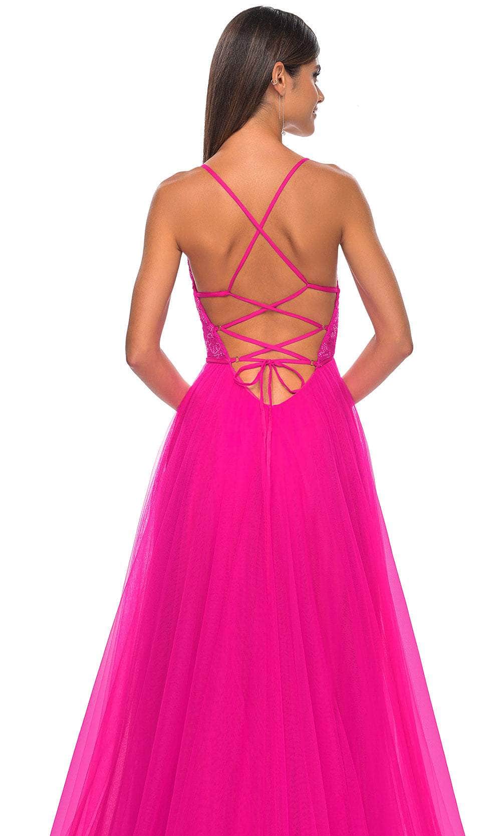 La Femme 32059 Plunging Applique Prom Dress