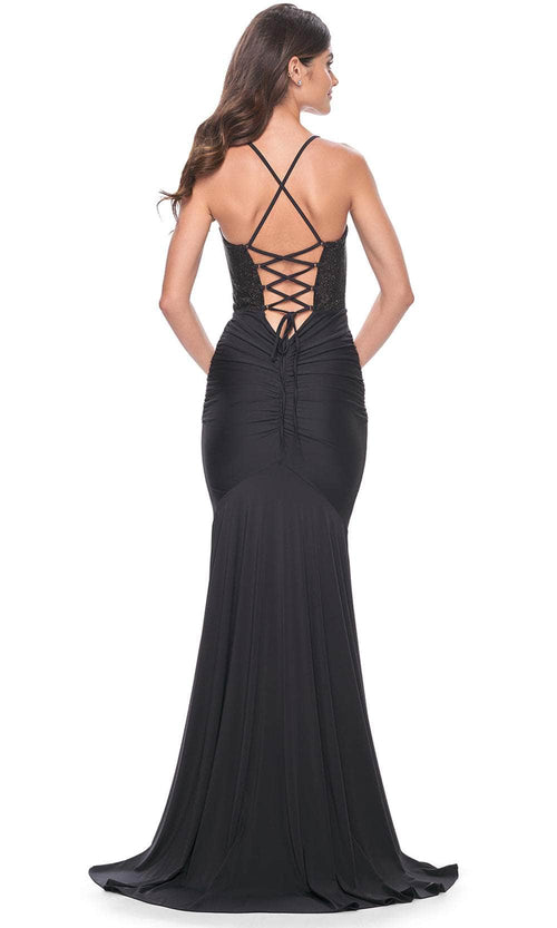La Femme 32064 Scoop Neck Beaded Corset Prom Dress