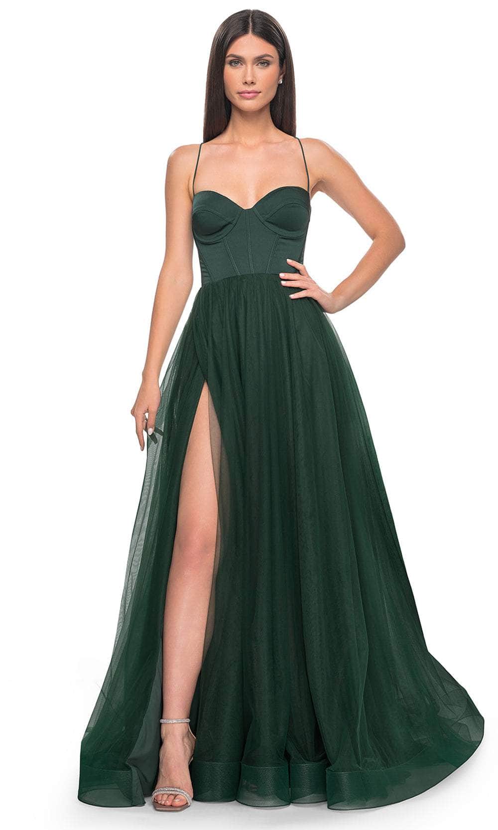 La Femme 32065 - Bustier Tulle Prom Dress Evening Dresses 00 / Dark Emerald