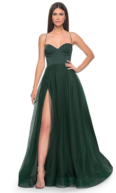 La Femme 32065 - Bustier Tulle Prom Dress Evening Dresses 00 / Dark Emerald