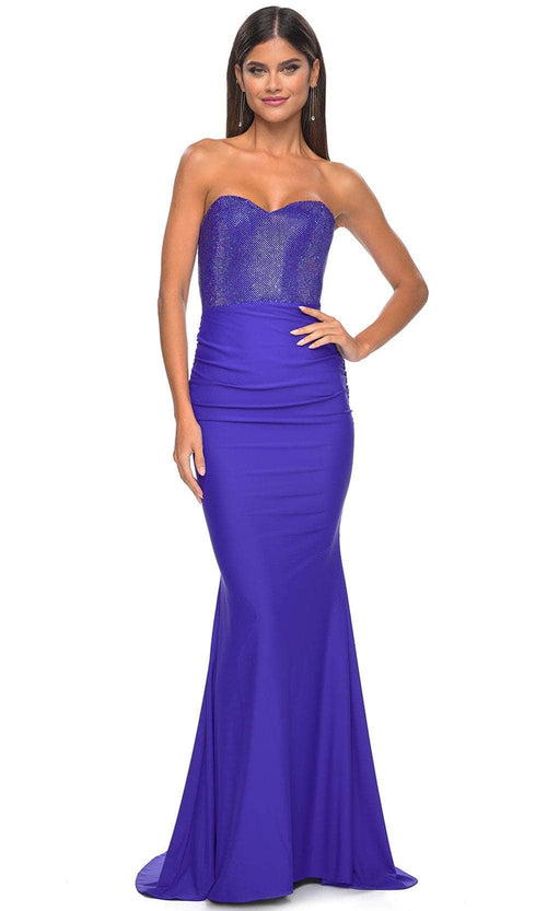 La Femme 32069 - Sweetheart Bodycon Prom Gown Evening Dresses 00 / Royal Blue