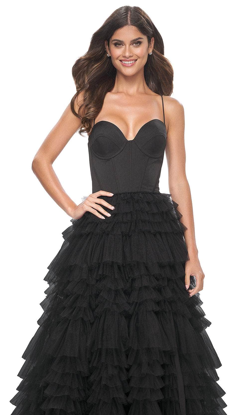 La Femme 32071 Spaghetti Strap Tiered Prom Dress