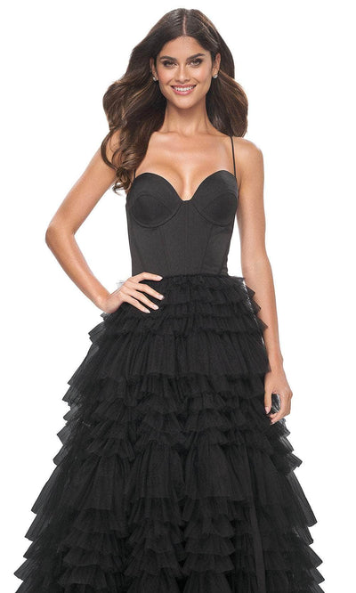 La Femme 32071 Spaghetti Strap Tiered Prom Dress