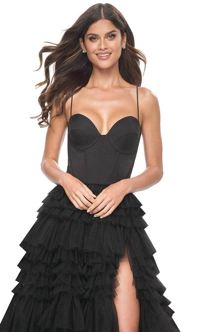 La Femme 32071 Spaghetti Strap Tiered Prom Dress