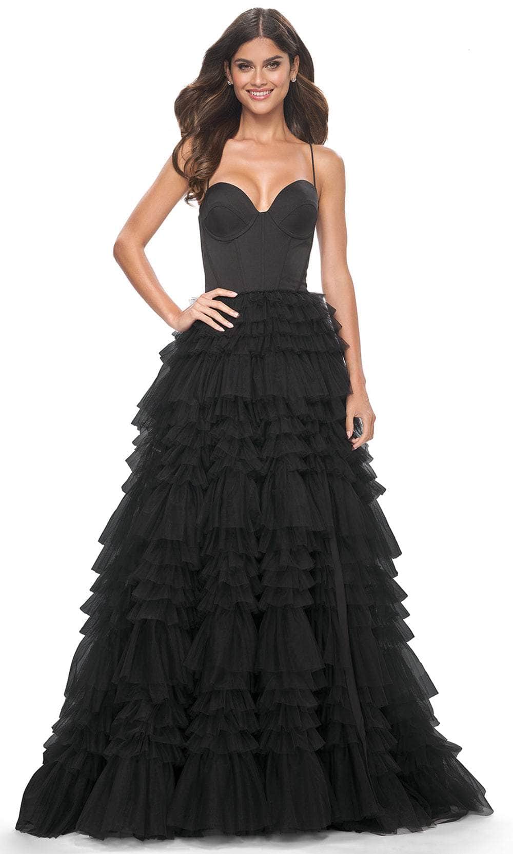 La Femme 32071 Spaghetti Strap Tiered Prom Dress