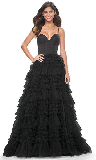 La Femme 32071 Spaghetti Strap Tiered Prom Dress