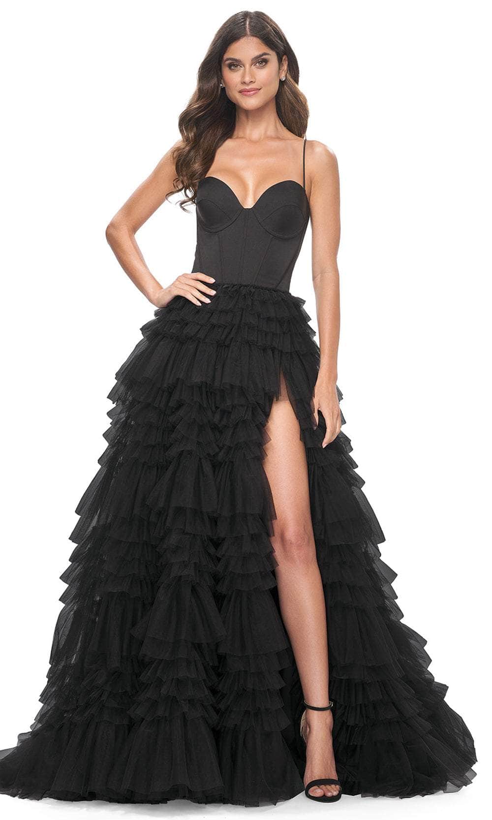 La Femme 32071 Spaghetti Strap Tiered Prom Dress