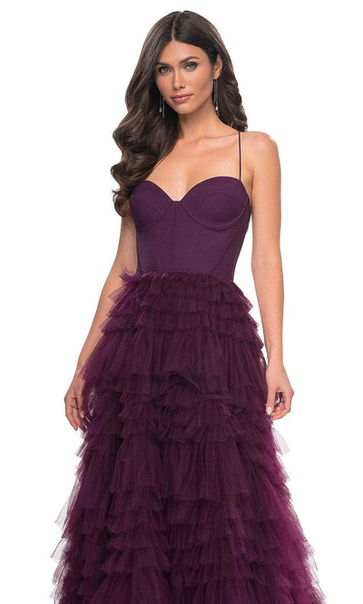 La Femme 32071 Spaghetti Strap Tiered Prom Dress