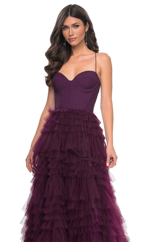 La Femme 32071 Spaghetti Strap Tiered Prom Dress