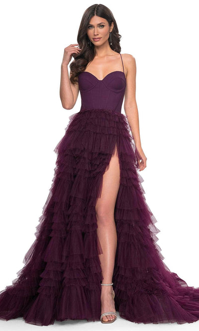 La Femme 32071 Spaghetti Strap Tiered Prom Dress