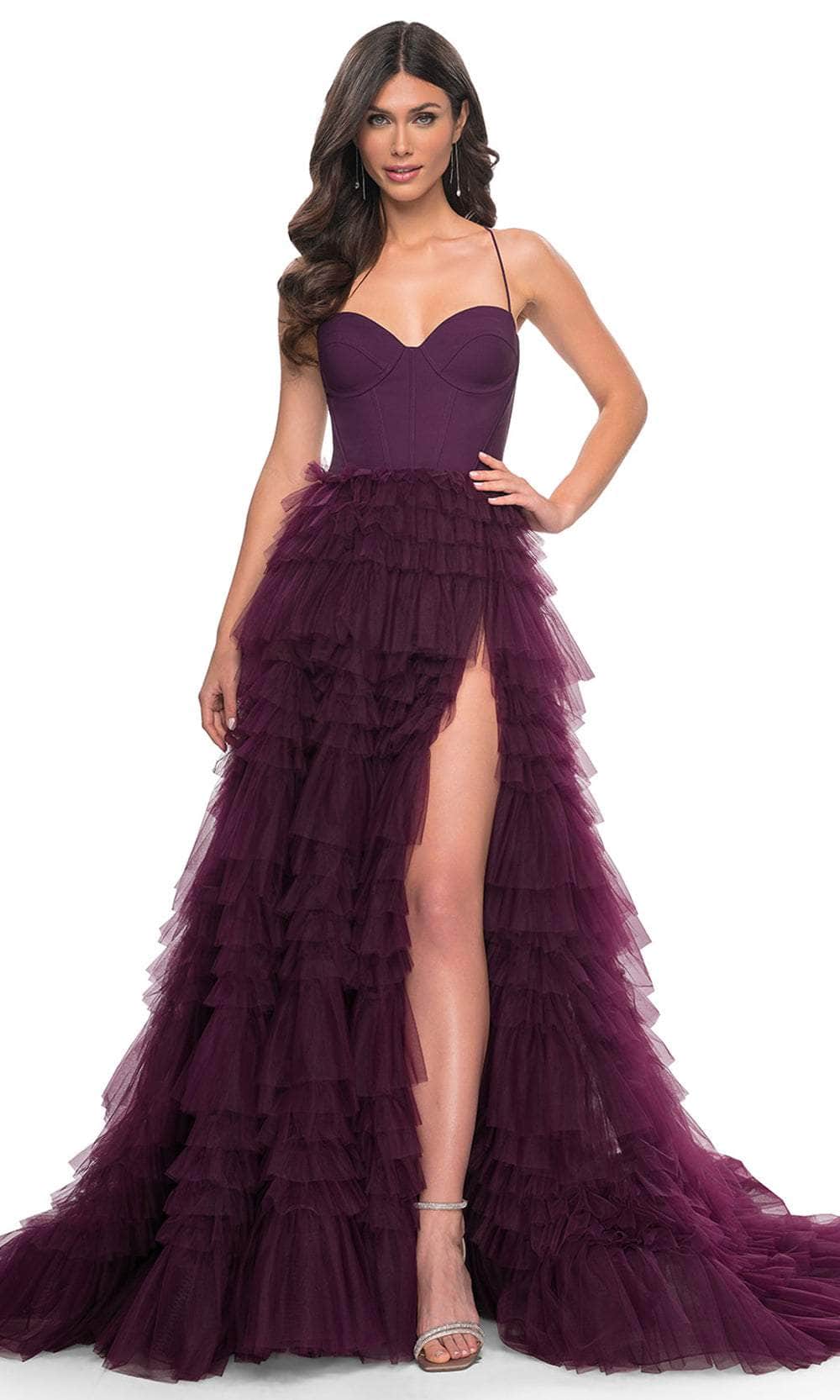 La Femme 32071 Spaghetti Strap Tiered Prom Dress