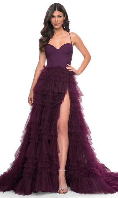 La Femme 32071 Spaghetti Strap Tiered Prom Dress