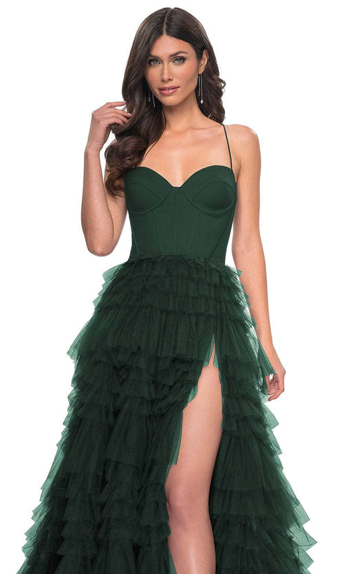 La Femme 32071 Spaghetti Strap Tiered Prom Dress