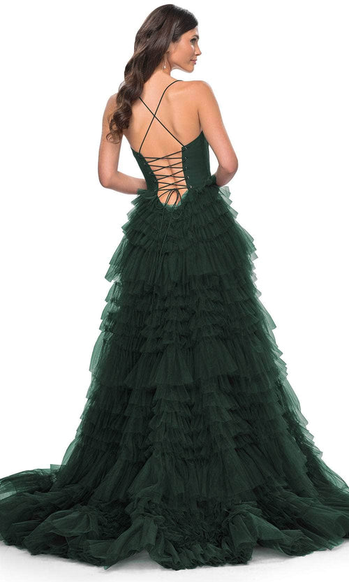 La Femme 32071 Spaghetti Strap Tiered Prom Dress