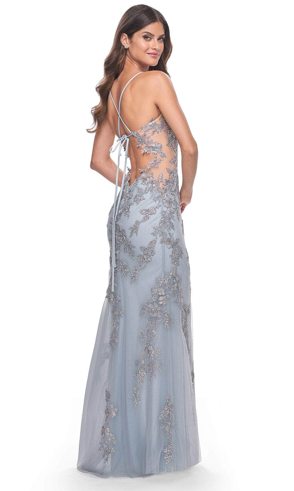 La Femme 32074 Embroidered Illusion Side Prom Dress