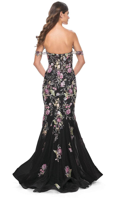La Femme 32087 Floral Sequin Embellished Off-Shoulder Prom Gown