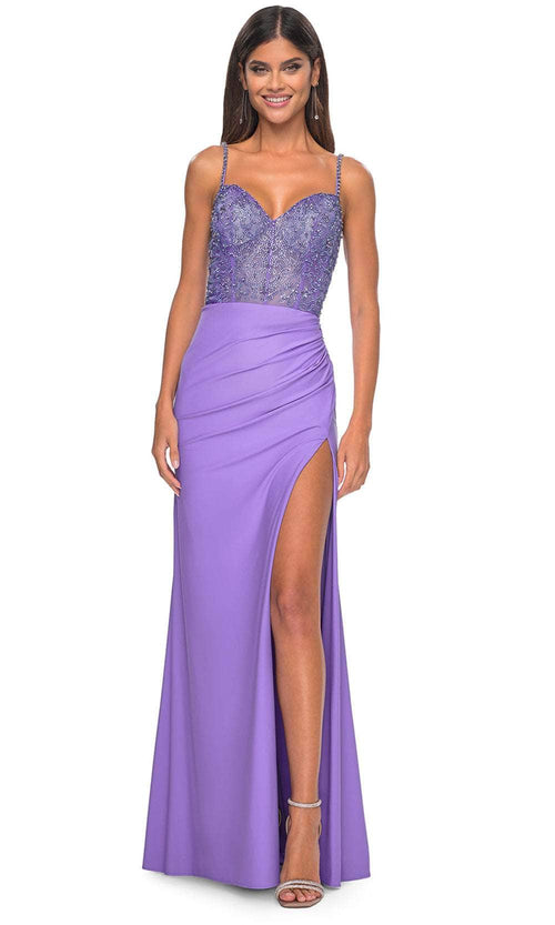La Femme 32089 - Beaded Bodice Prom Dress Evening Dresses 00 / Periwinkle