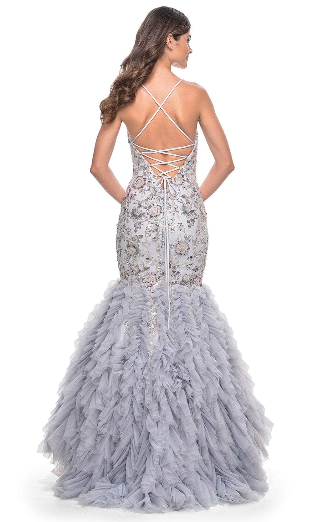 La Femme 32105 Lace-Up Back Ruffled Mermaid Prom Gown