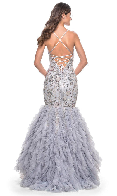 La Femme 32105 Lace-Up Back Ruffled Mermaid Prom Gown