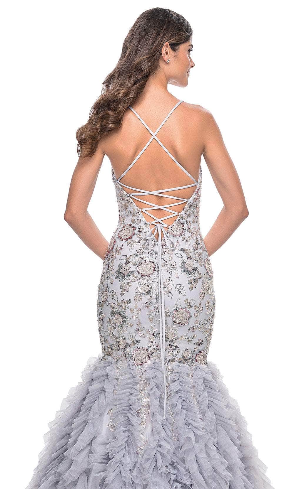 La Femme 32105 Lace-Up Back Ruffled Mermaid Prom Gown